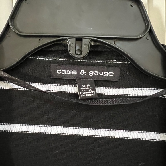 Cable and Gauge Black and White Striped Cardigan - Picture 5 of 5